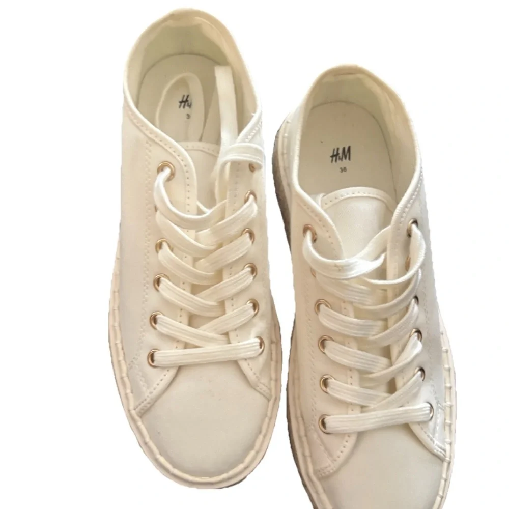 H&M off White Canvas Sneakers Classic Style size 5‎ or EUR 36